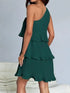 'Hesper' Layered Single Shoulder Mini Dress - Celes Fashion